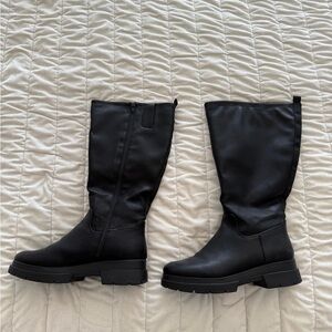 Naturalizer Black Mid-Calf Lug Sole Boots